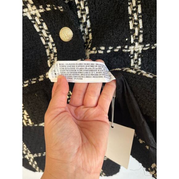 Anthropologie Endless Rose Woman Black Premium Plaid Oversize Tweed Bla… - Picture 9 of 12